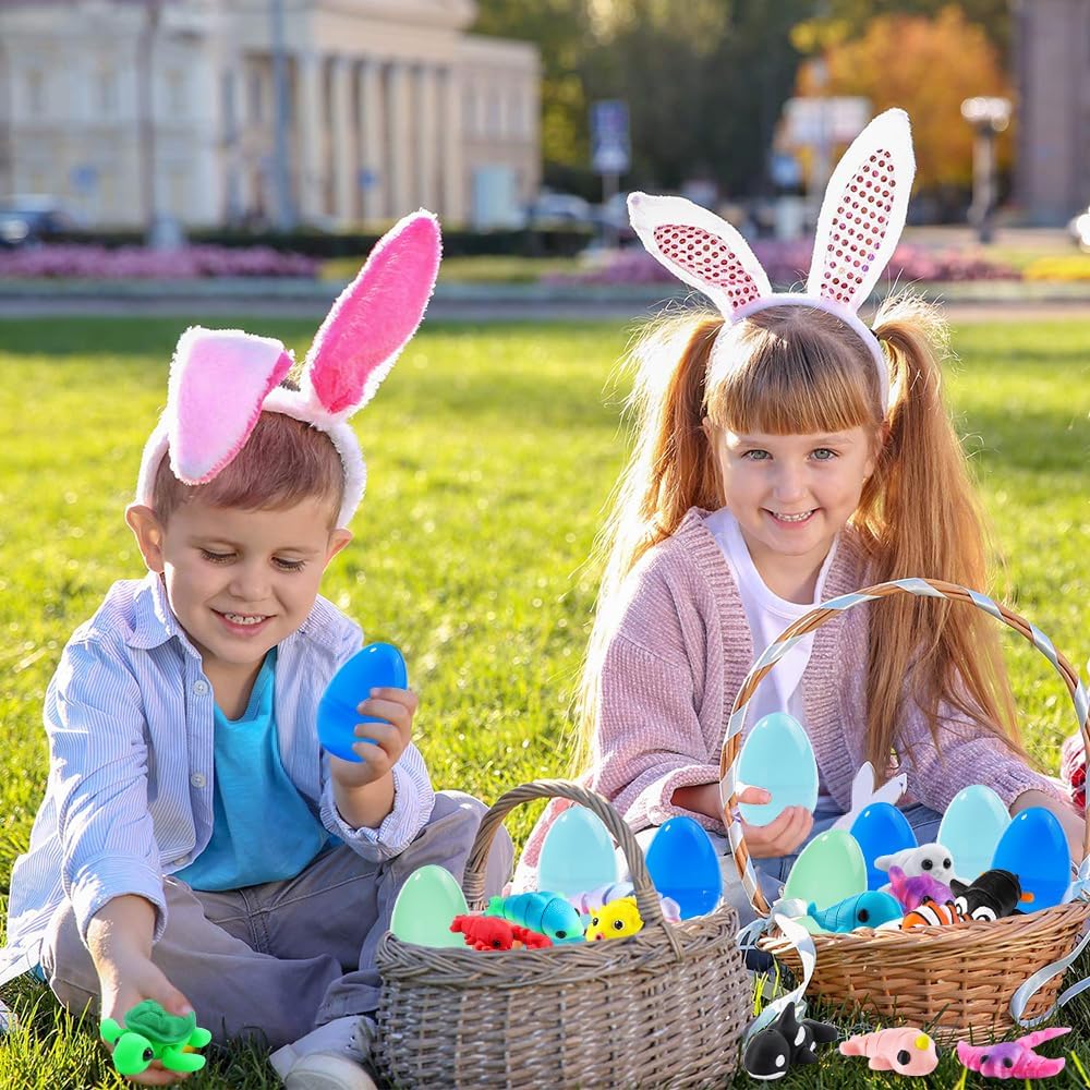 DIYDEC 24個入り イースターエッグ 3Dプリントの動物、ミニ3Dプリントの海の置物ギフトおもちゃ 子供向け イースターバスケ