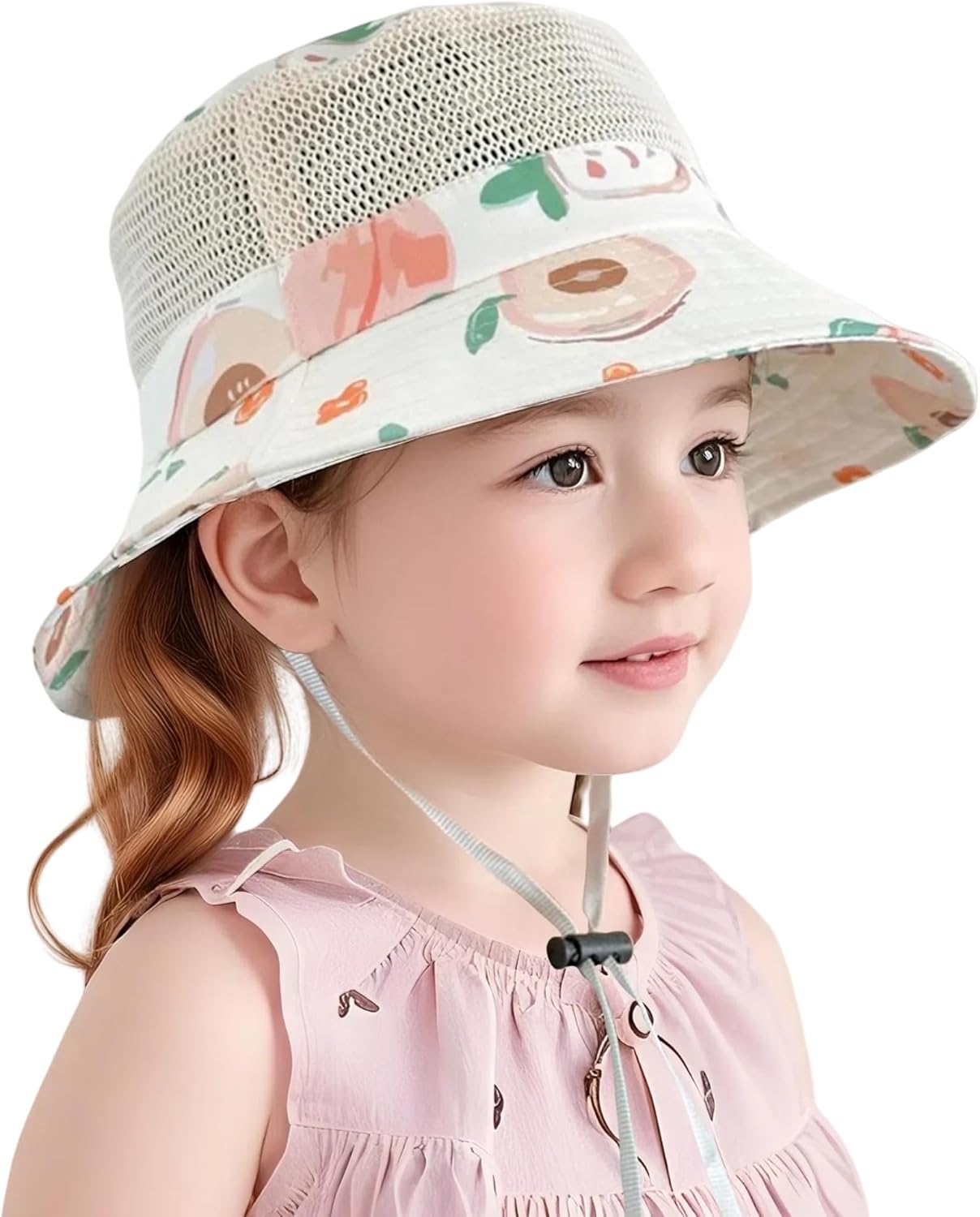 Kids Sun Hat Summer Beach Hat Mesh Bucket Hat Foldable Outdoor Hat Wide Brim Fishing Hat for Girls Age 3-8