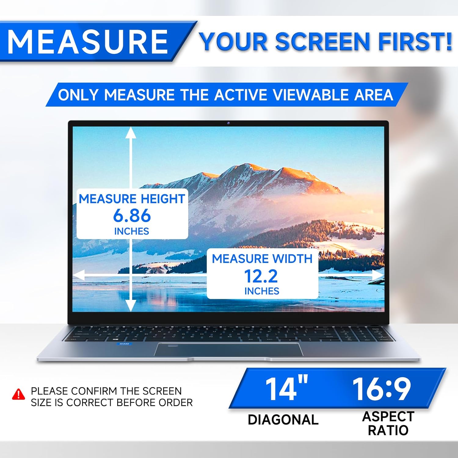 ZOEGAA 4-way 360° Privacy Screen For 14 Inch 16:9 Laptop That Screen Size is 12.2 in Wide and 6.8 in High. Removable Privacy Screen For Laptop Monitor, Anti Glare And Blue Light, Compatible With HP Dell Lenovo Asus Samsung Acer Thinkpad