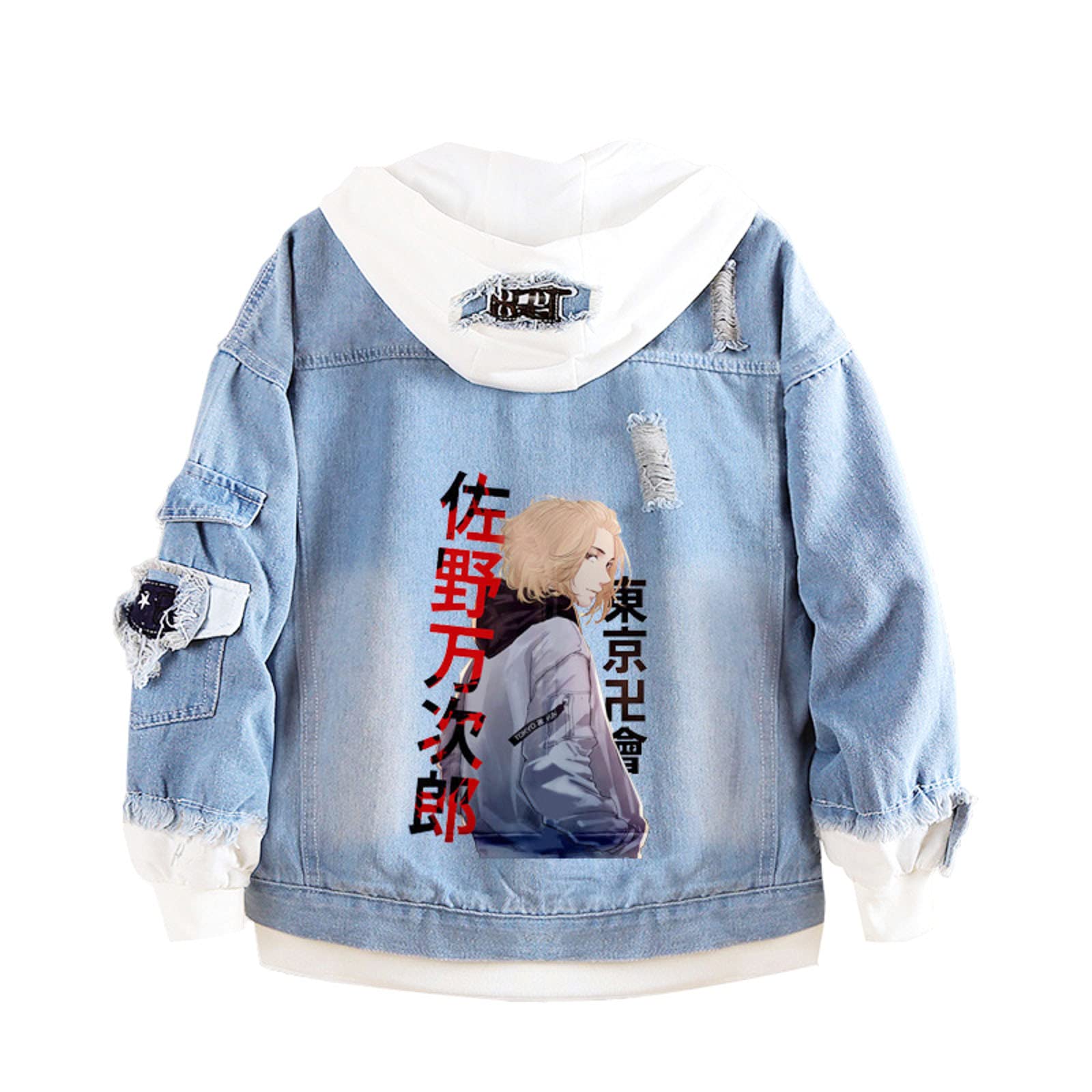 Fancyland Veste Toman Tokyo Revengers, Hoodie en Jean Tokyo Manji Sweat avec Capuche Japonais Manga Déguisement Cosplay Adulte
