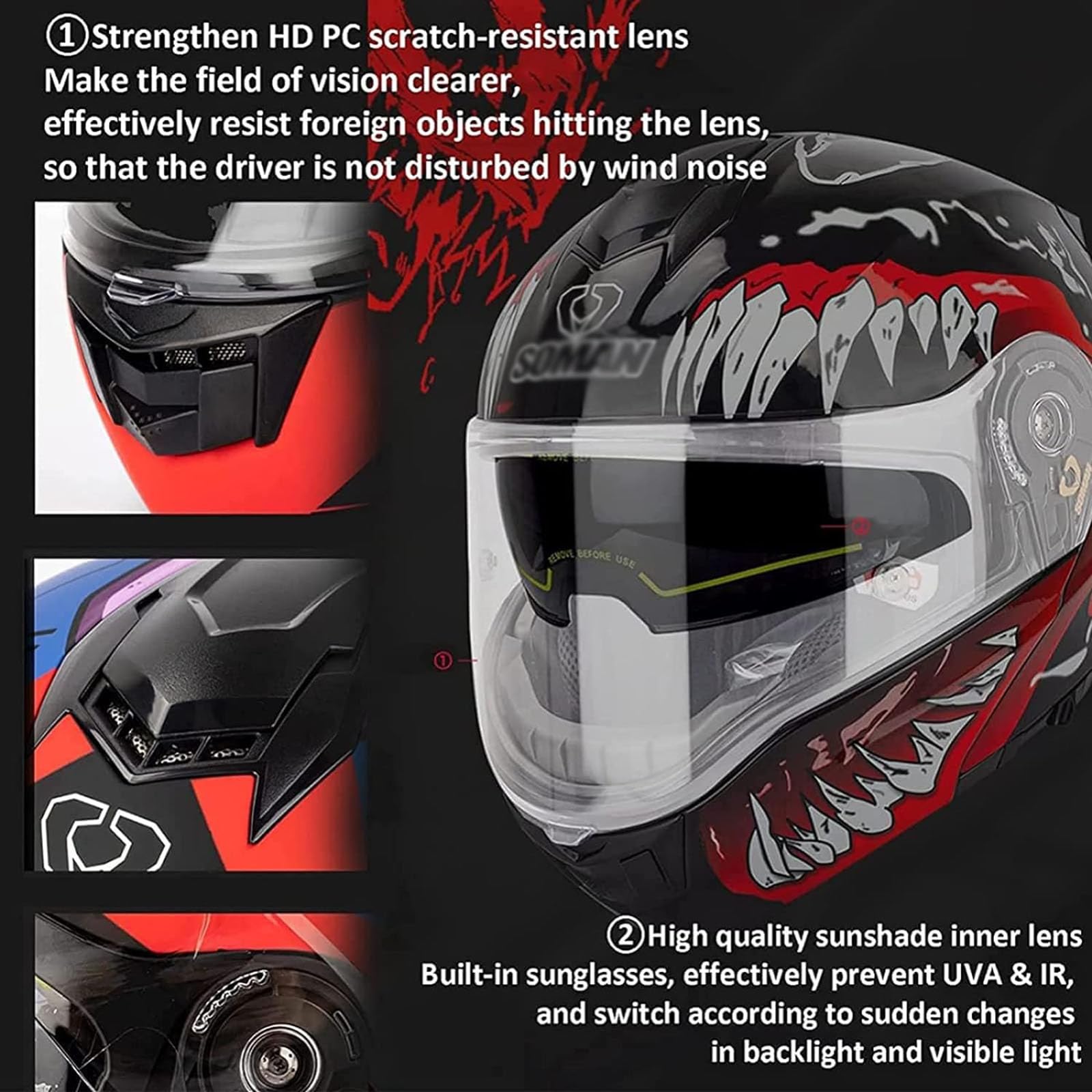 Casco De Moto Modular con Bluetooth Slot Integrad Casco Modular Moto Hombre Mujer Adultos,Cascos Modulares con Doble Visera para Casco Scooter,ECE Homologado