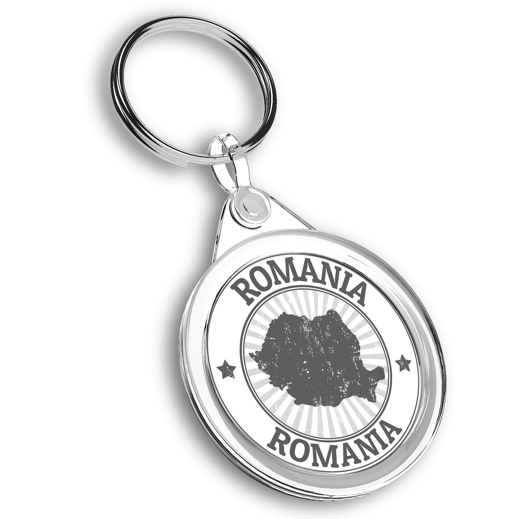 Destination Vinyl Ltd 1 x Photo Keyring - Romania Map Flag Romanian Tourism |Keychain|Keyring|Charm| #40008