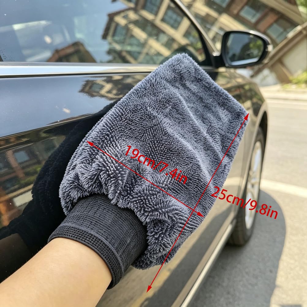 Putzhandschuhe Mikrofaser Waschhandschuh 8 Stück Auto saugfähiger kratzfreie Reinigungshandschuhe für Glas Innenraum Haushalt Kueche Bad