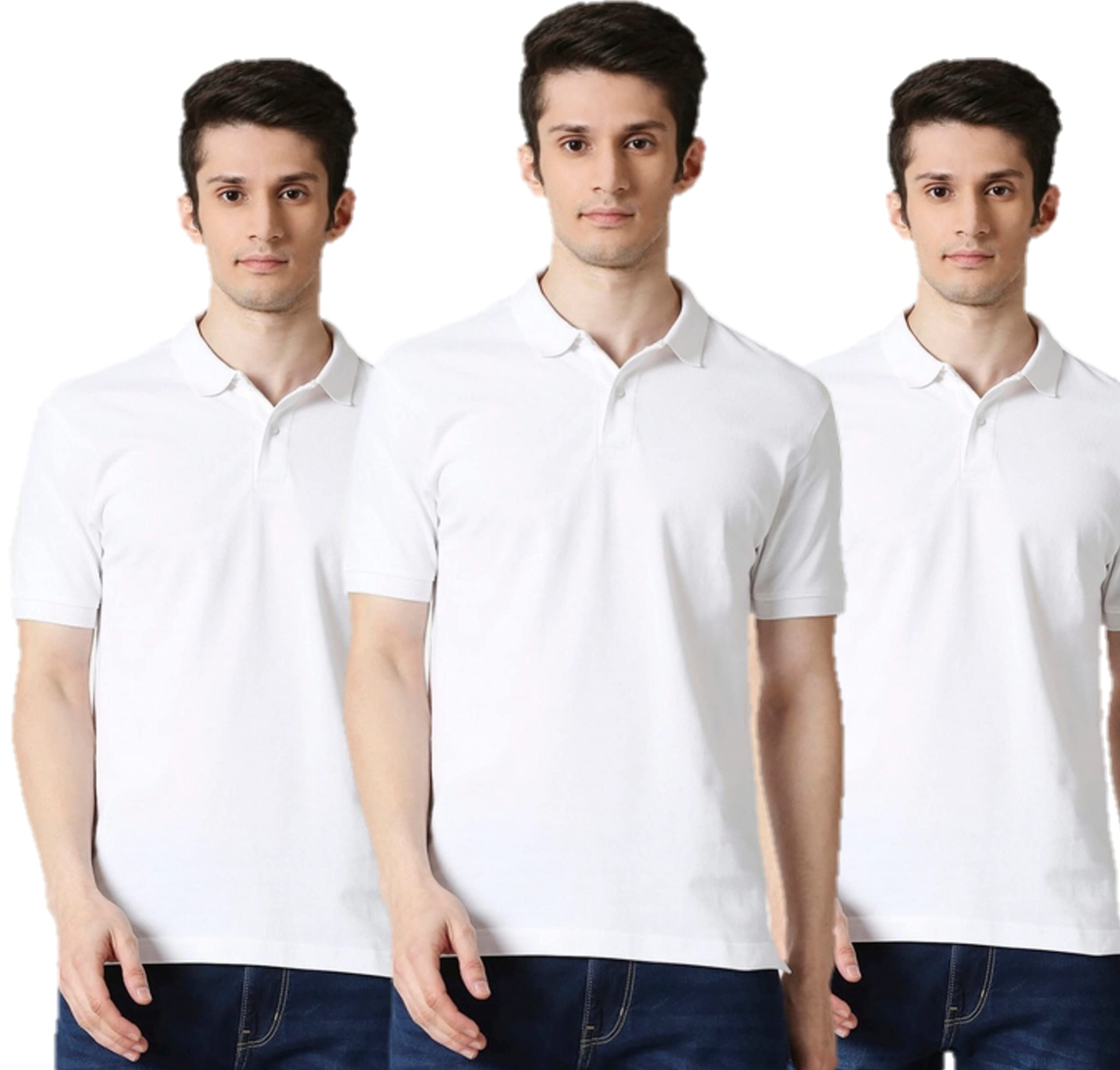 SPORTZONE Men's White Regular Fit Half Sleeve Collor Polo T-Shirt | Boys Tshirt. (Pack of 3)