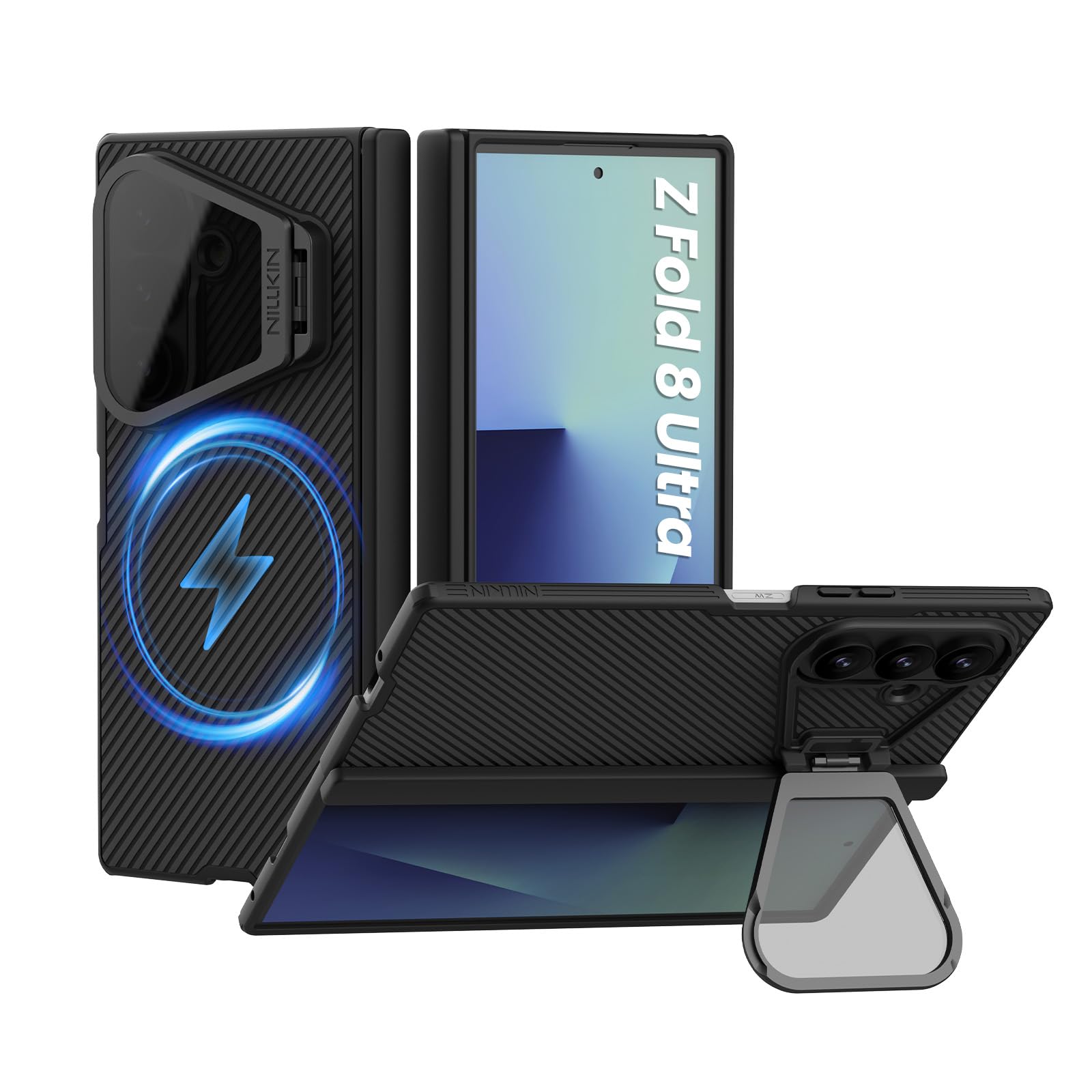 Nillkin CamShield Fold Magnética Funda para Samsung Galaxy Z Fold 8 Ultra,Diseño con Tapa Transparente,Función Soporte y Protección de la Lente,Slim Stylish (Negro)