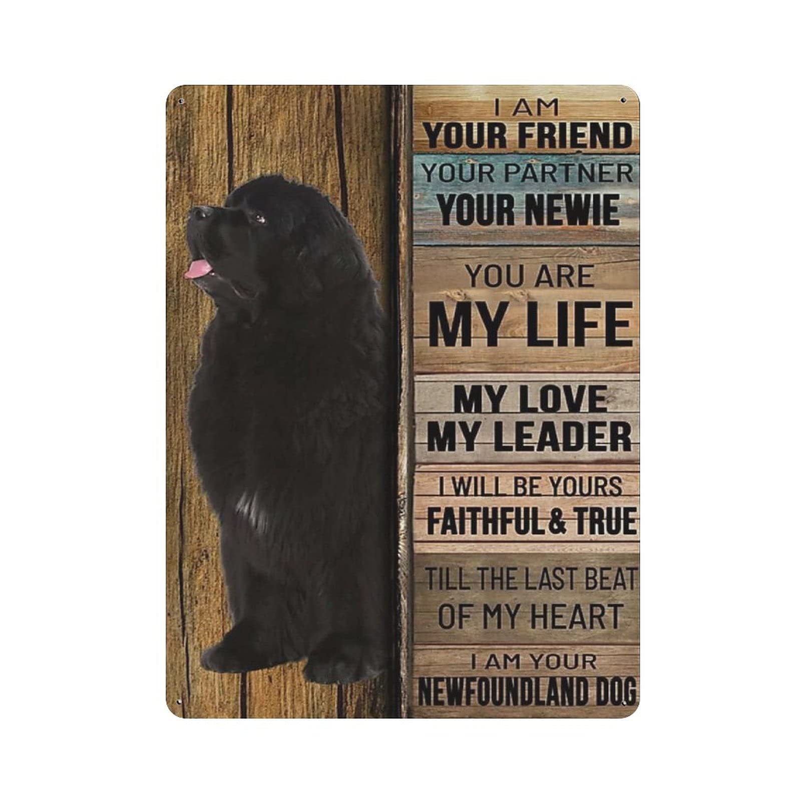 Hdadwy Newfoundland Dog Metal Tin Sign Vintage Tin Poster Metal Sign Wall Decoration Country Kitchen Home Garage Decor 16"X12"
