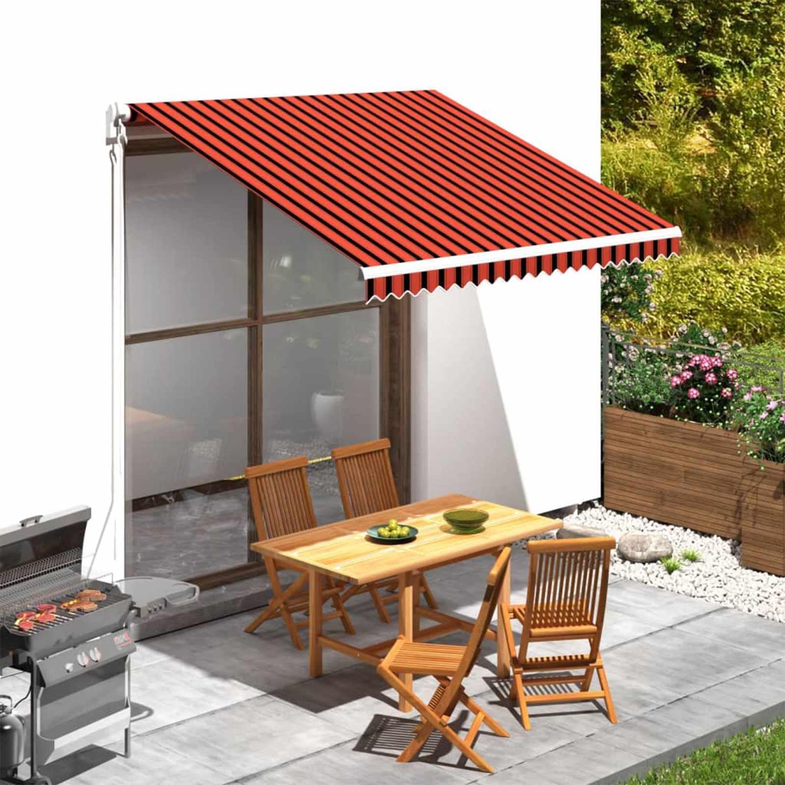 Toile de rechange pour auvent orange/marron 300x250 cm en polyester PU avec valence pour terrasse.