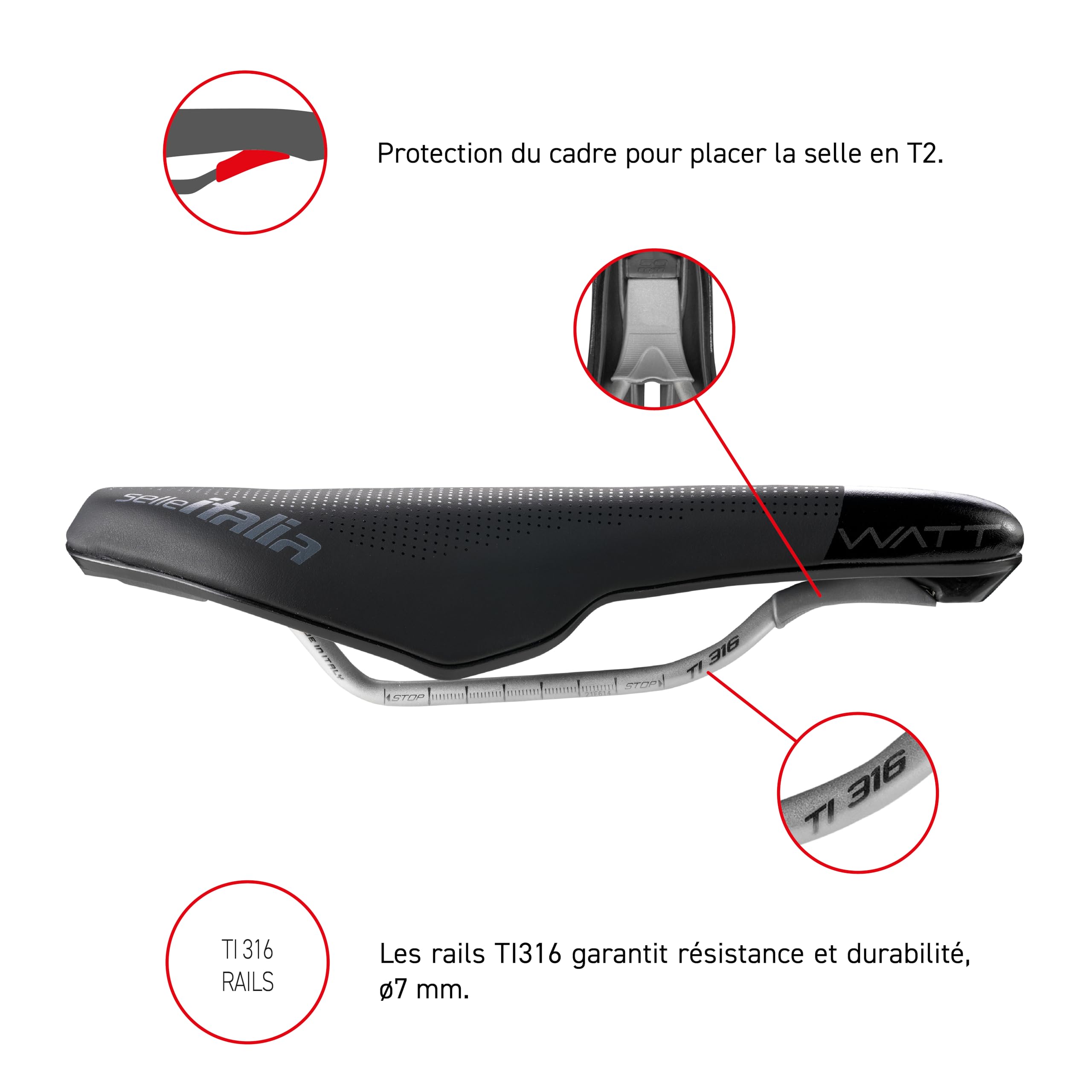 Selle WATT Gel Superflow TI noir - U3, Nera