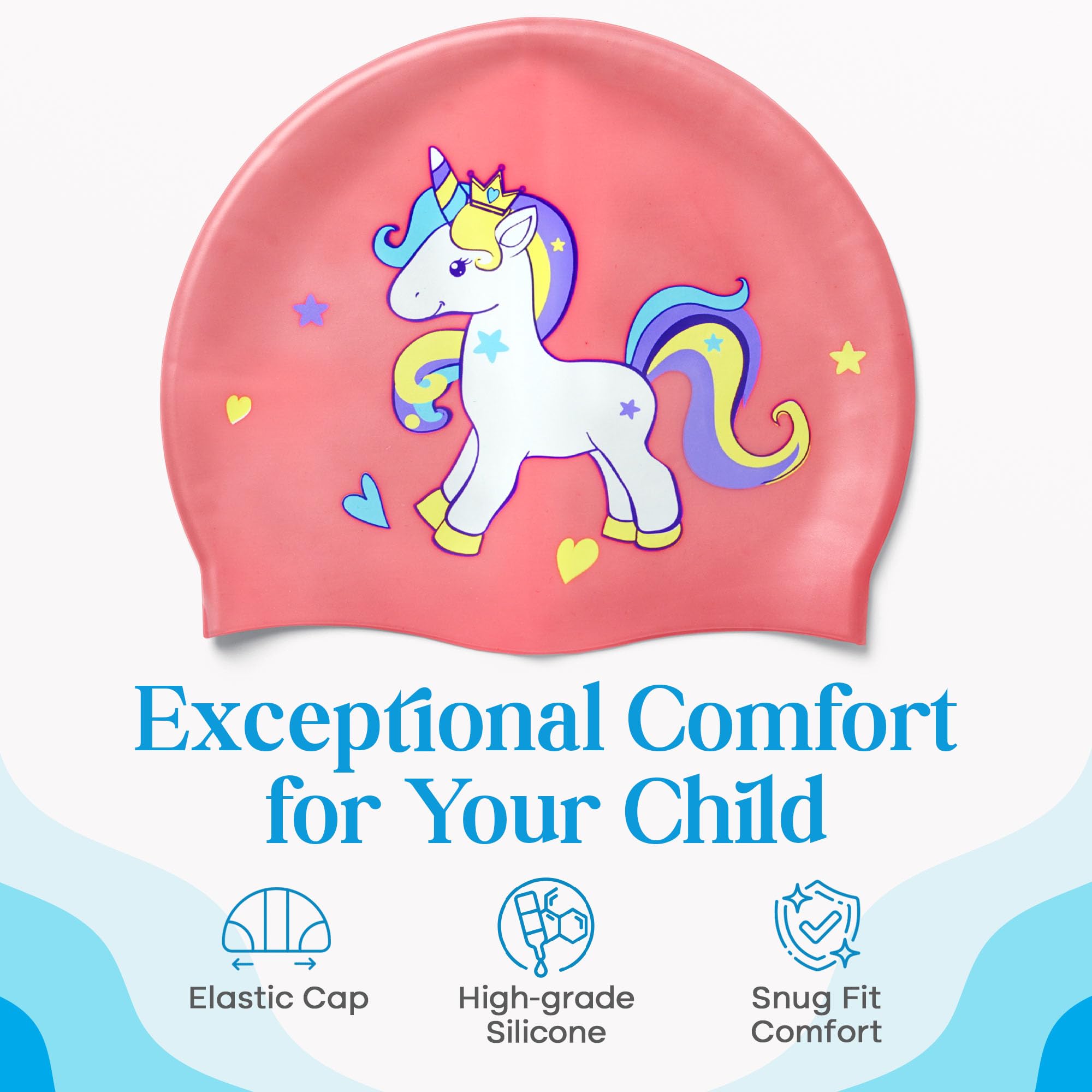 EANAGO silicone swimming cap for girls, fashionable swimming cap for children for swimming and training - Image 3