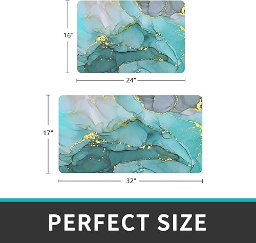 Miniatura 2 de DEXI Alfombras de baño de 2 piezas superabsorbentes, ultrafinas, de perfil bajo, antideslizantes, de secado rápido, lavables para fregadero, ducha,