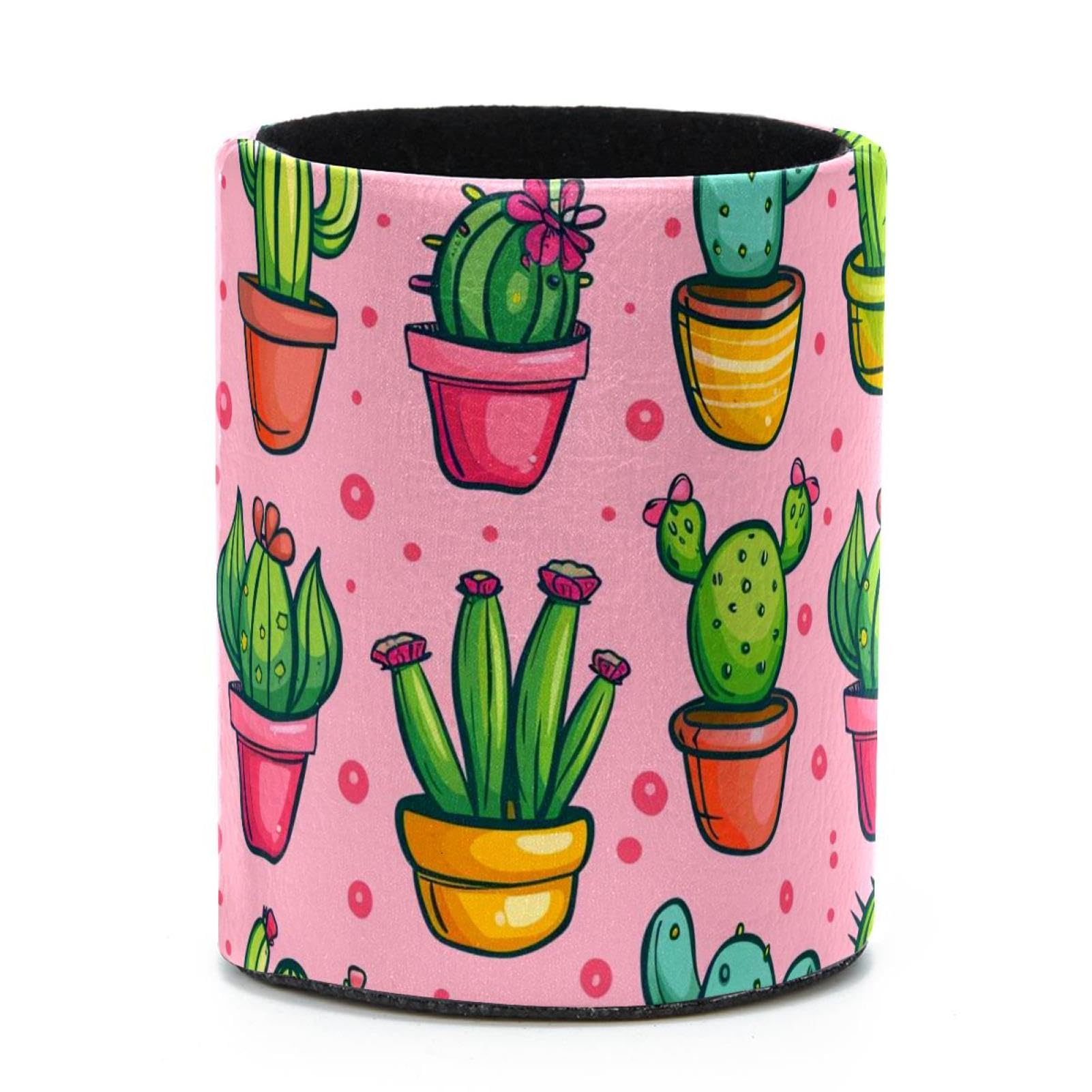 VAPOKF Round Pencil Holders for Desk, Potted Cactus Pen Holders Pen Pot Makeup Brushes Storage Desktop Stationery Supplies Organiser for Home Office