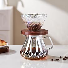 Bincoo Pour Over Coffee Maker&Dripper, Style Cone Filter + 600ml Glass Coffee Server, Manual Coffee Brewer Set, Reusable Coffee Filter Holder, Great Gift for Coffee EnthusiastsColorful