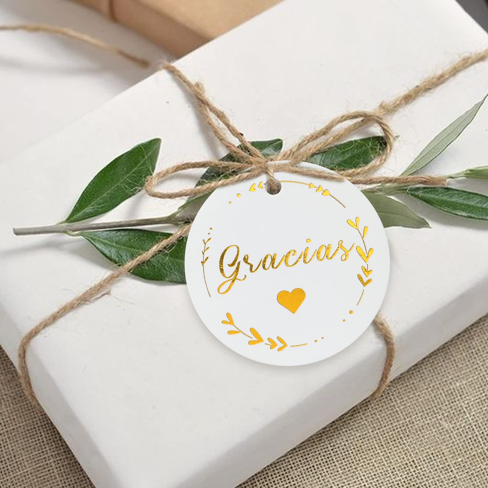 100 étiquettes Kraft Rondes 5.5cm - Avec Ficelle Jute Pour Cadeaux Et Créa