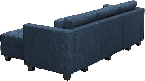 Miniatura 9 de Belffin Sofá modular modular con tumbonas dobles en forma de U, modular con asiento de almacenamiento, sofá modular con otomanas reversibles, color