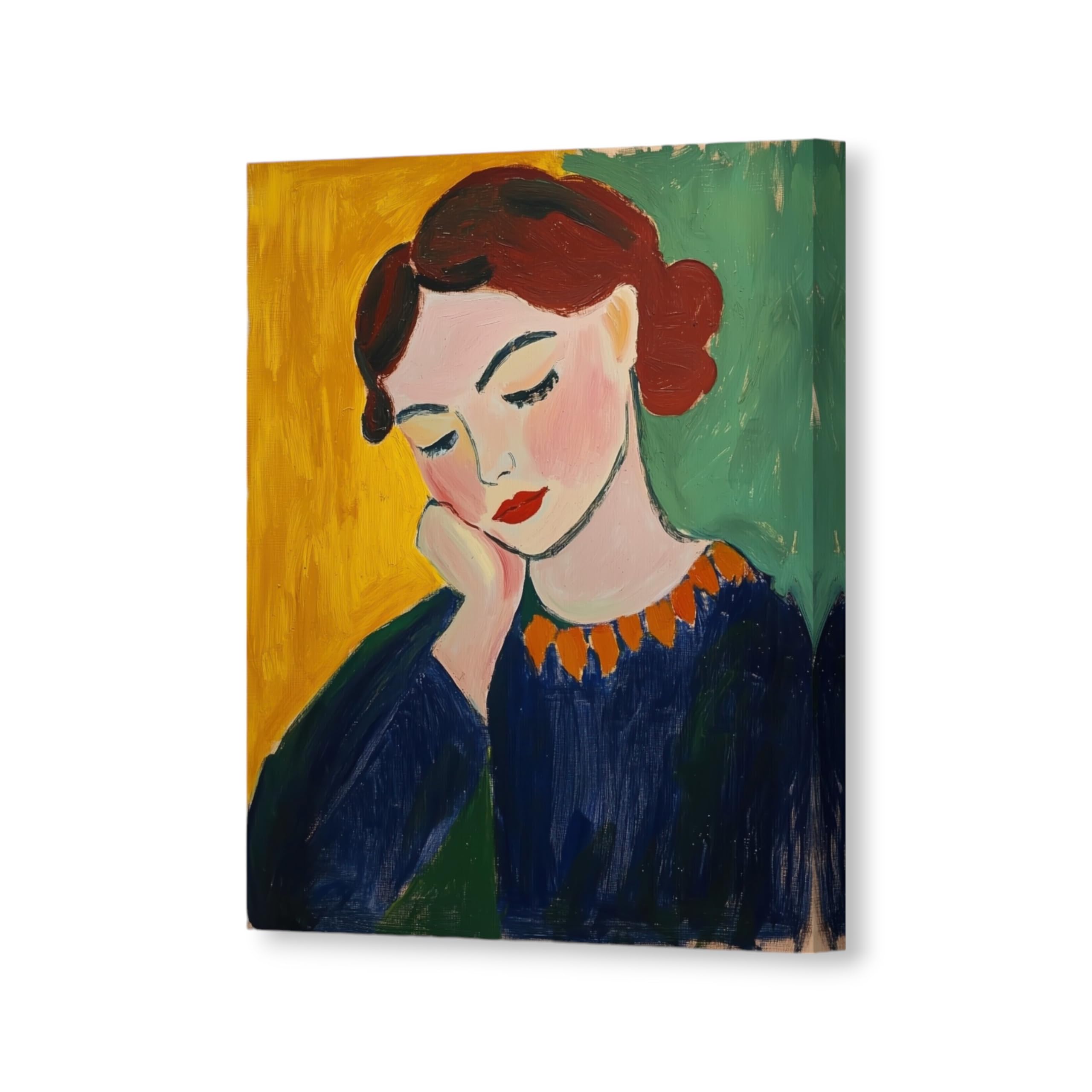 MAISON MUTED Eclectic Wall Art - 16x20 inch Maximalist Matisse-Inspired Girl Portrait Wall Art for Living Room, Bedroom & Office - Boho Decor, Aesthetic Dopamine Decor (Ipanema Girl 3)