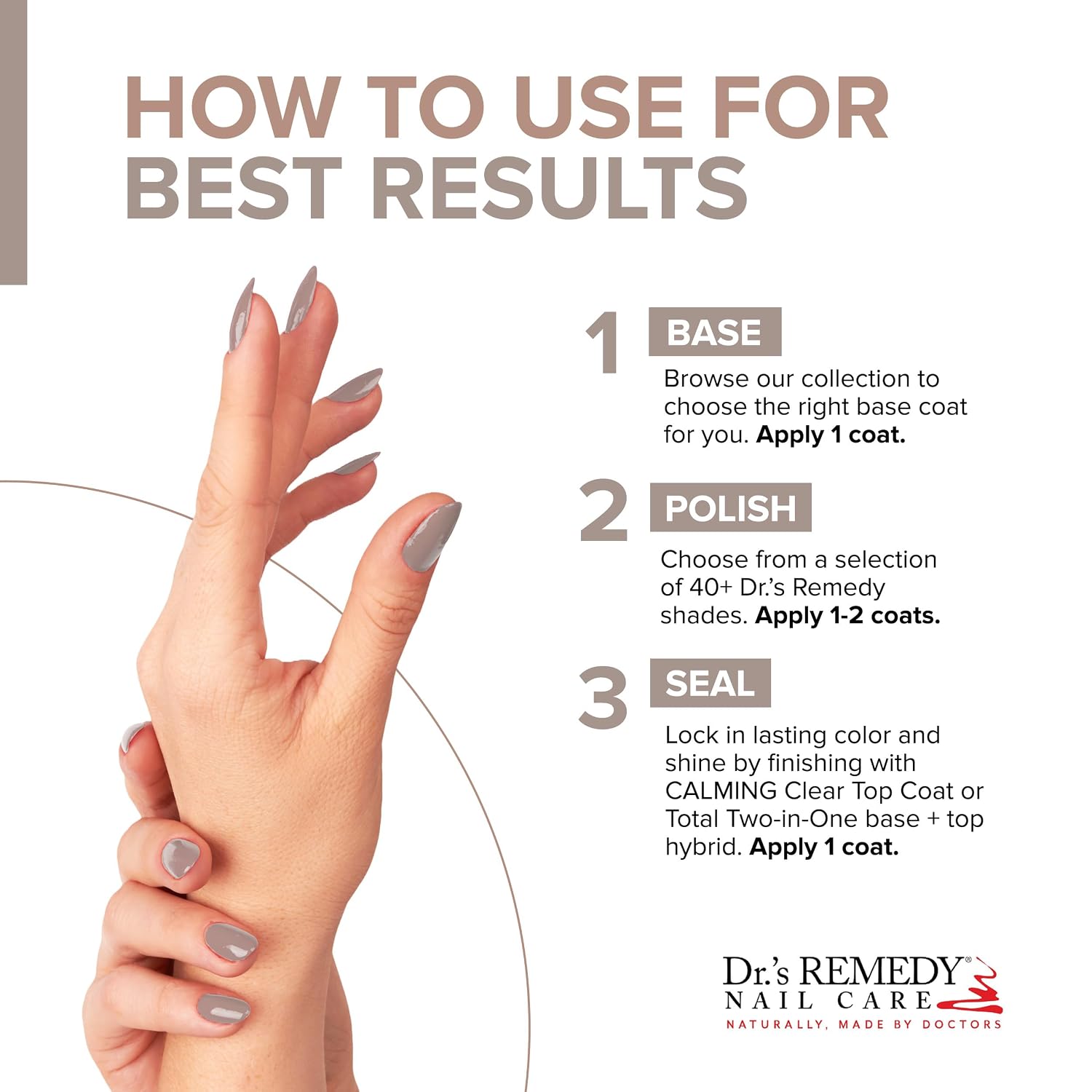 Dr’s Remedy Enriched Nail Polish: Non Toxic, All Natural, and Organic - Doctor Formulated: Strengthens, Restores, Heals, and Protects '24-Free' - KINETIC Khaki