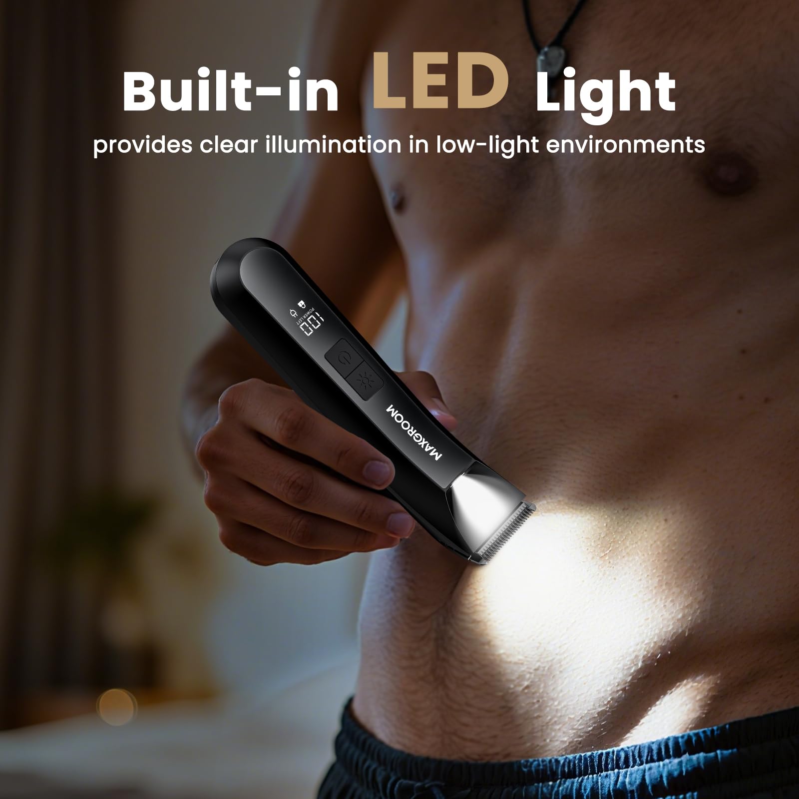 MAXGROOM 3-in-1 Body & Pubic Hair Trimmer for Men, Waterproof, Black