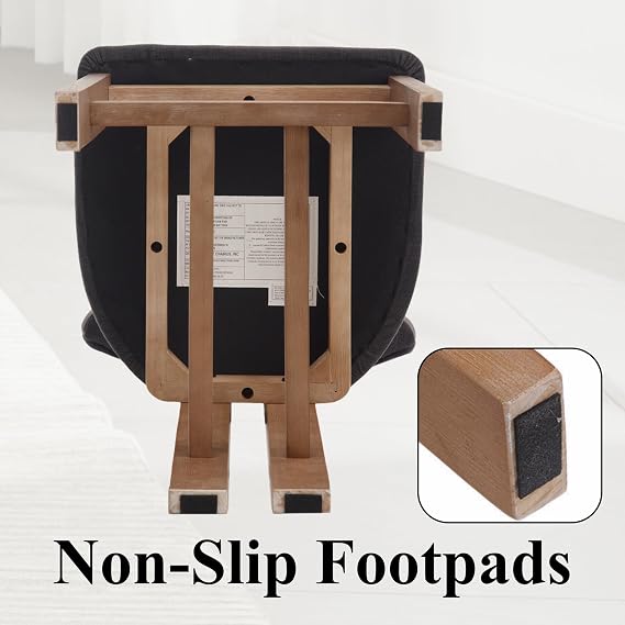 chairus Farmhouse Bar Stools Set of 2 Modern 26 Counter Height Bar Stools with Pad Back Upholstered Wood Legs, Black