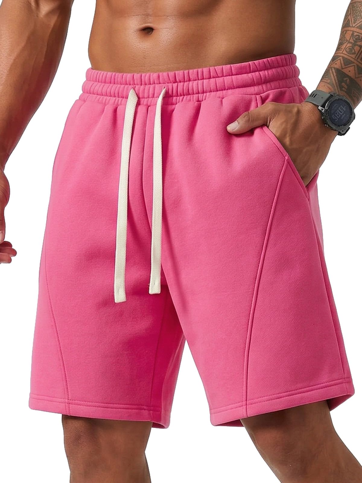 ZUY Men's Baggy Sweat Shorts Cotton Fleece 8" Athletic Shorts Pro Workout Gym Lounge Shorts for Mens with Pockets