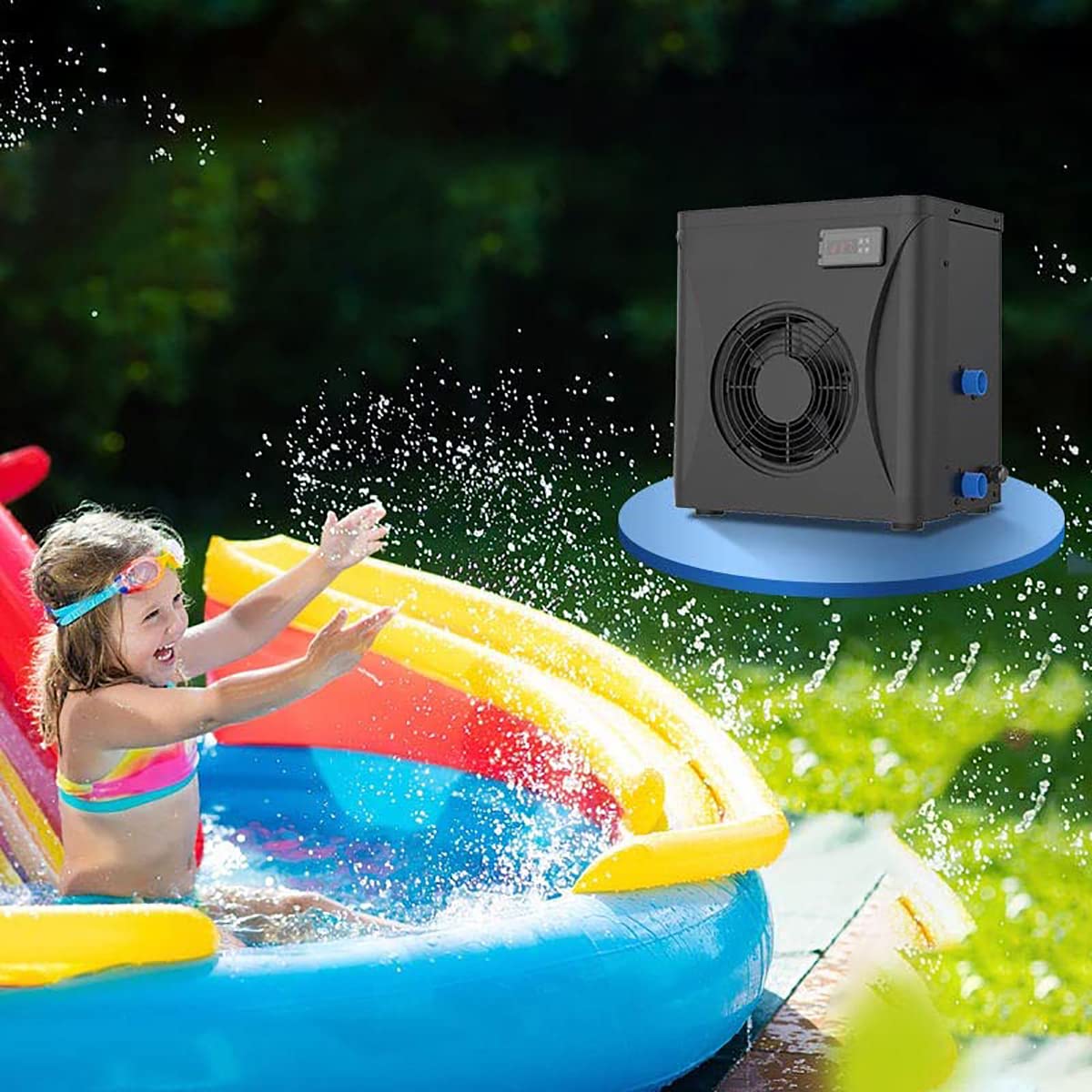Pompe à Chaleur pour Piscine et Chauffe-Eau électrique pour Spa avec régulateur de température numérique, adapté aux piscines ≤ 15 m³