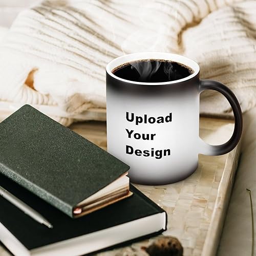 Miniatura 6 de Taza de café personalizada que cambia de color de 11 onzas, taza mágica de cerámica con imagen o texto, sensible al calor, de dos caras, divertida