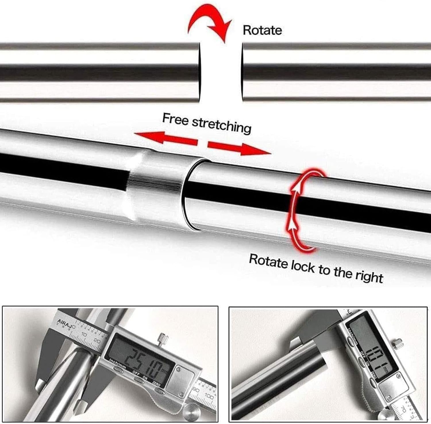 Shower Curtain Rod Rack, Shower Curtain Rail, Curved Shower Curtain Rod, Stainless Steel Shower Curtain Rod Rail For Bathroom With Shower Curtain And Hook (Size : 70-95cm x 90-130cm)