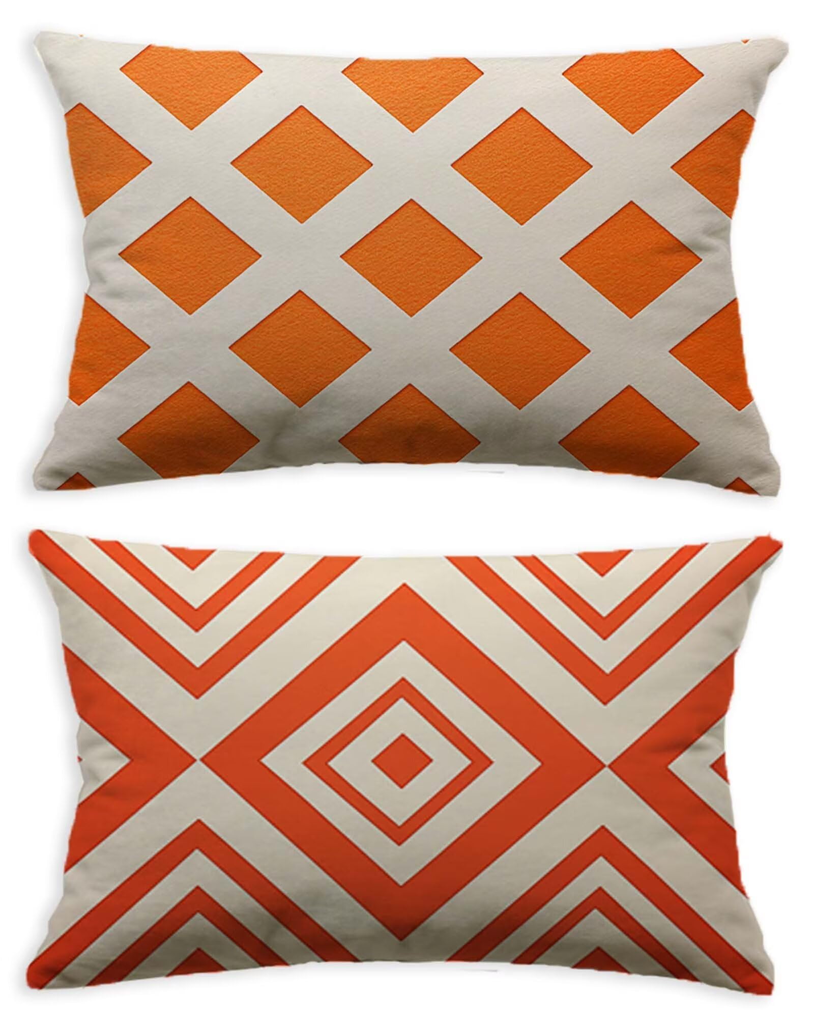 Housse de coussin orange brûlé 40x70 lot de 2 velours rectangulaire protege oreiller salon