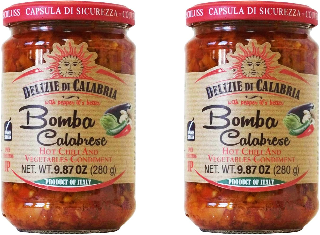 Bomba Calabrese Italian Hot Sauce Spread 9.87 oz - Pack of 2