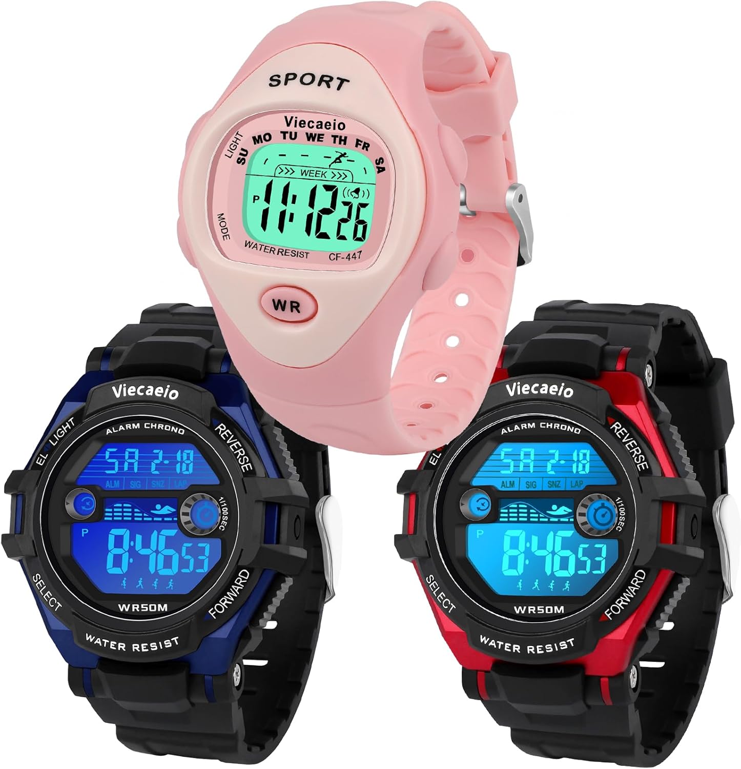 Kids Shock and Water Resistant Sports Watch 3 Piece Gift Set for Boys and Girls