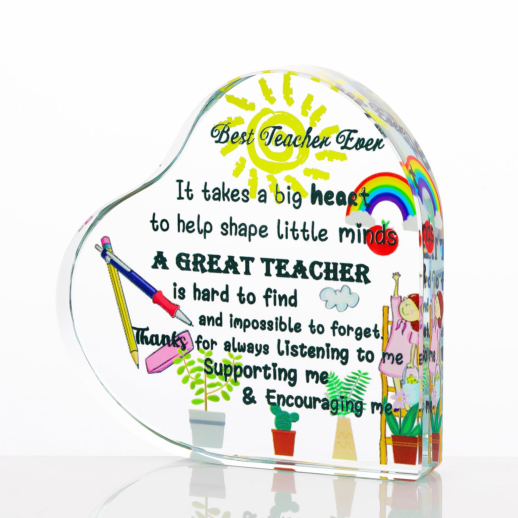 Ornalrist Teacher Appreciation Gifts Glass Coloful Heart Keepsake from Students