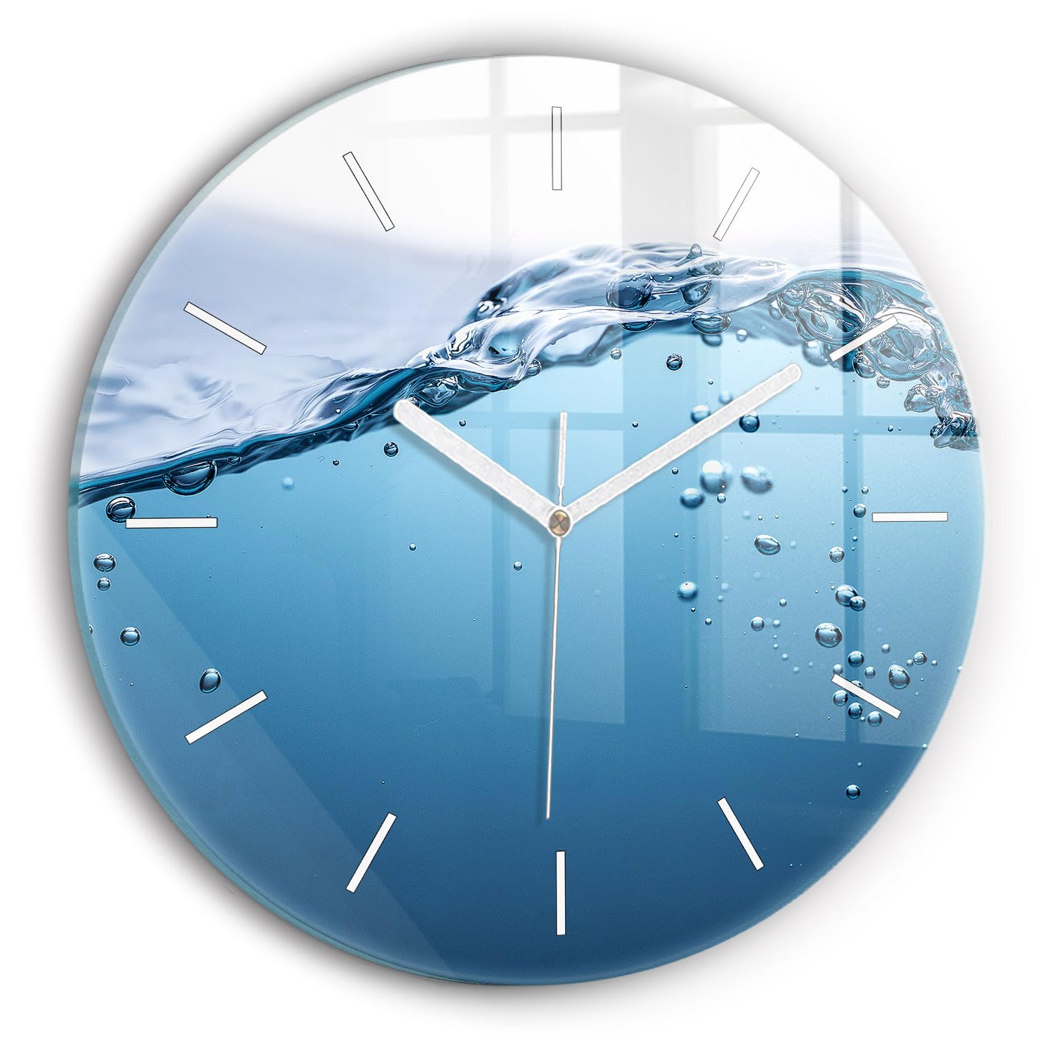 Horloge en verre Wallfluent au visuel Voir sous l'eau apaisant