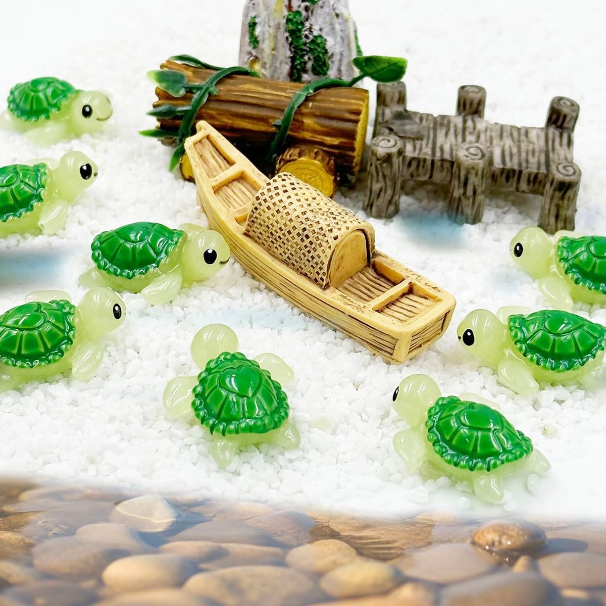 Suartus Mini Green Turtle - 30Pcs Resin Miniature Sea Turtle Figurines Tortoise Turtles Miniature Figurines Ocean Animals Outdoor Statue for Fairy Garden Micro Landscape Decor Ornament - Image 6