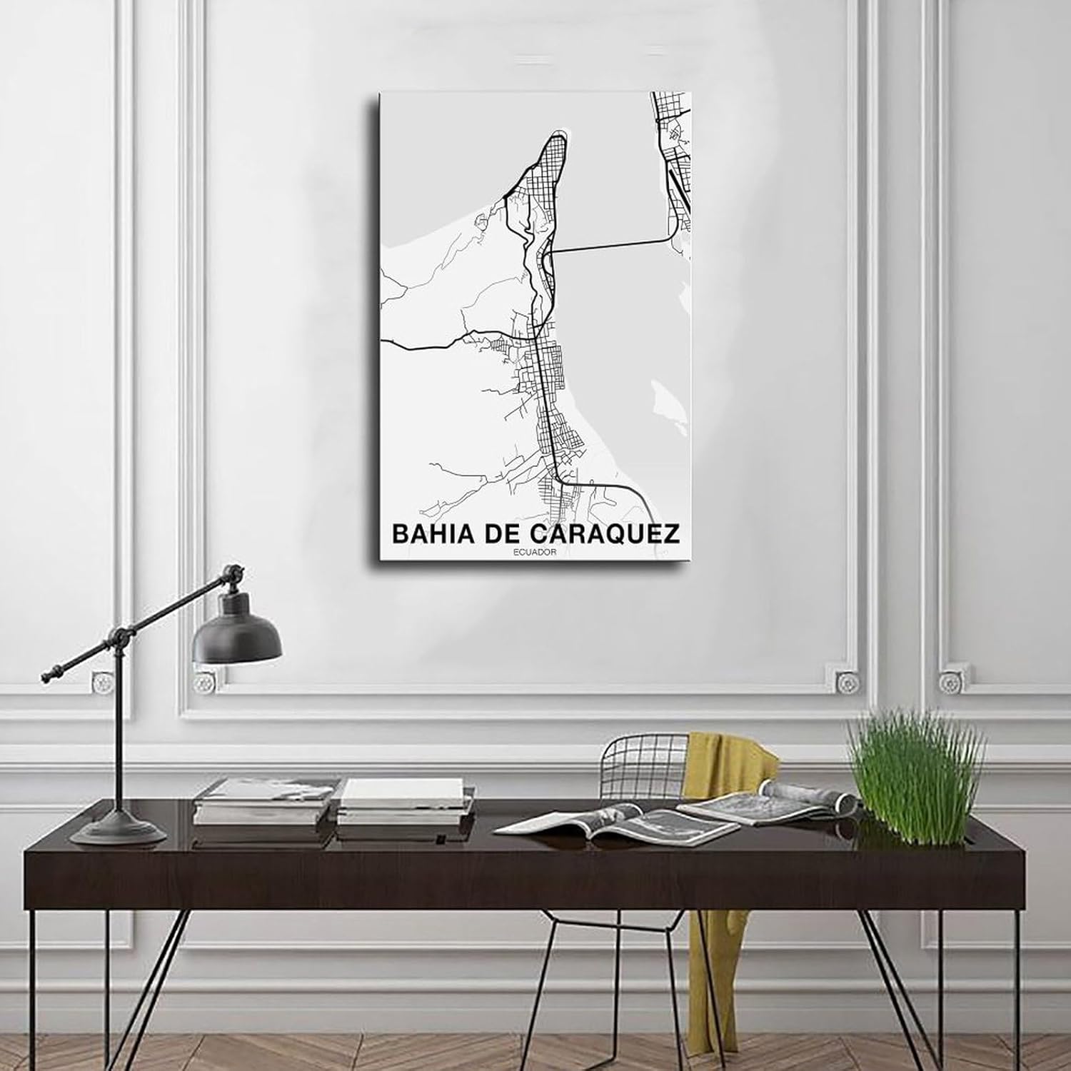 Caraxes, Bahia Ecuador Map Poster Black And White Hometown City Print Poster Wall Art Decor Print Picture Paintings for Living Room Bedroom Decoration Frame 12x18inch