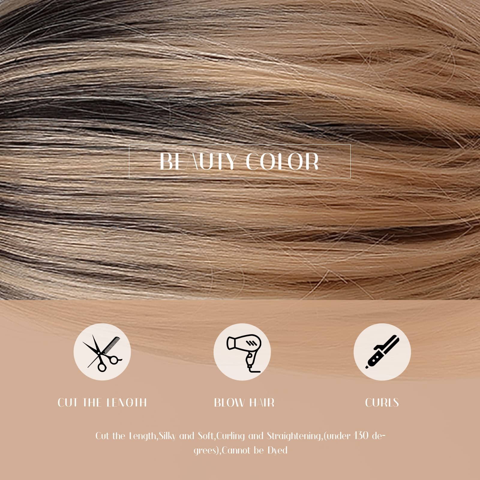 HAIRCUBE recto y corto encanto Bob lleva peluca para mujeres fiesta de fibra sintética resistente al calor natural/juego de roles/ropa/peluca diaria (Raíces marrones sombras Rubias) — view 6