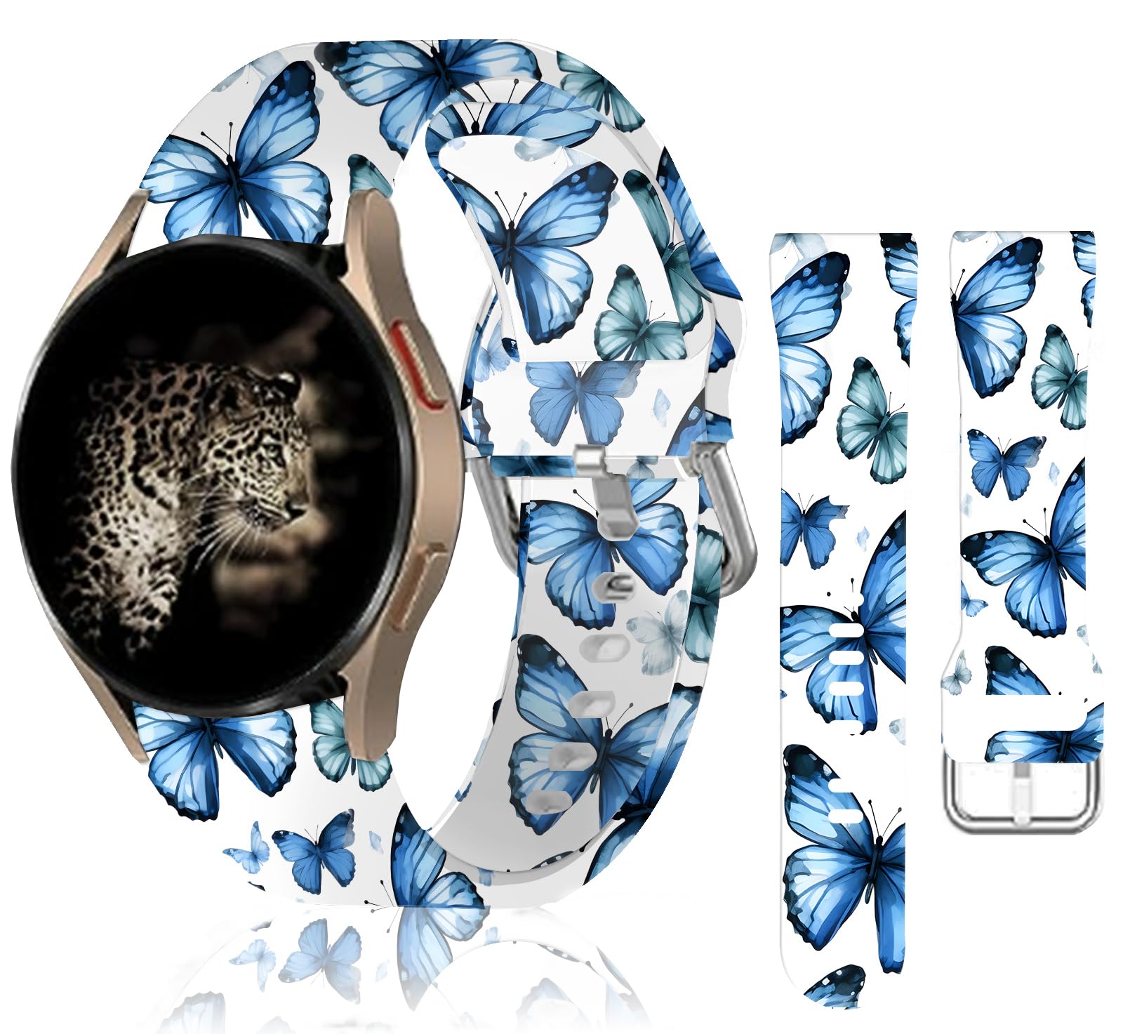 Correas deportivas de silicona de 20 mm compatibles con Galaxy Watch 6/Watch 5/Galaxy Watch 4 de 40 mm, 44 mm, Classic 42 mm, 46 mm, Watch 3 de 41 mm, Active 2, correa de repuesto para mujeres