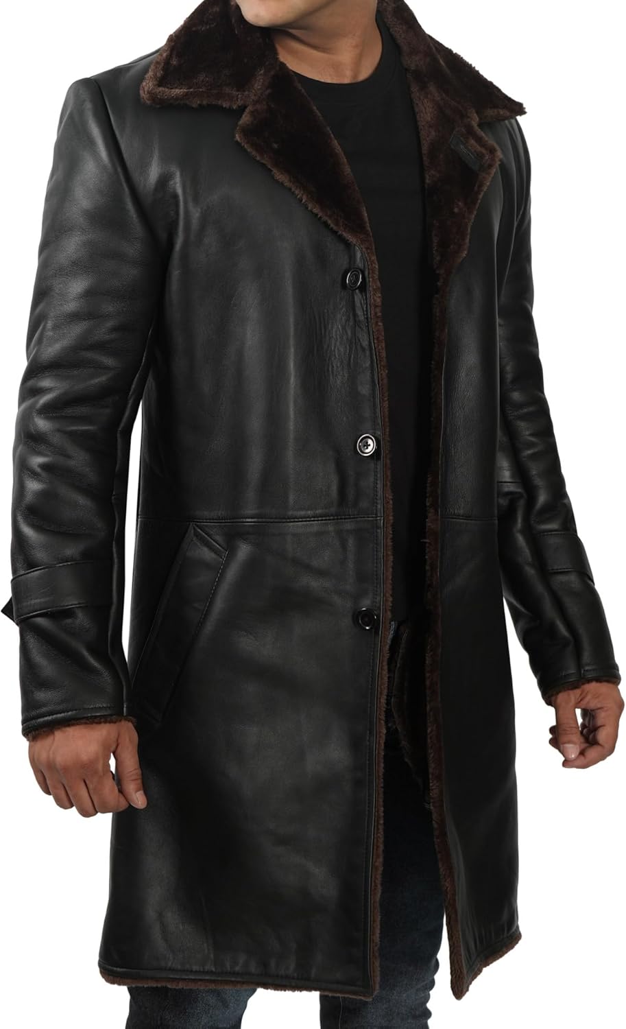 fjackets Mens Brown Leather Jacket - Real Leather Jackets For Men - Shirt Collar Style Leather Jacket Men - Image 3