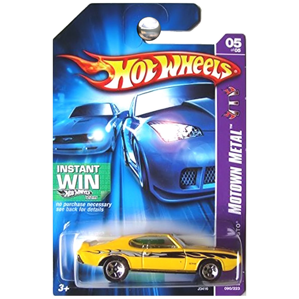 Hot Wheels Instant Win Card Motown Metal 1969 Pontiac GTO Yellow