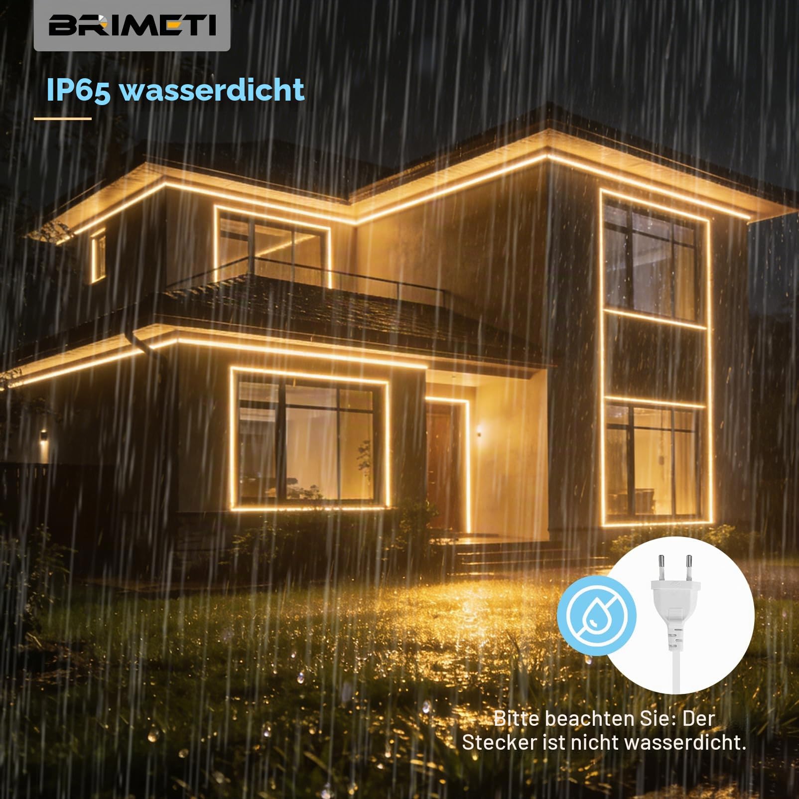 COB LED Streifen 20M 230V LED Strip Weiß 6000K Wasserdicht IP65 Selbstklebend Leiste Aussen Schlauch Lichtleiste Band 320LEDS/M Outdoor Lichterschlauch mit Netzteil für Schlafzimmer Küche