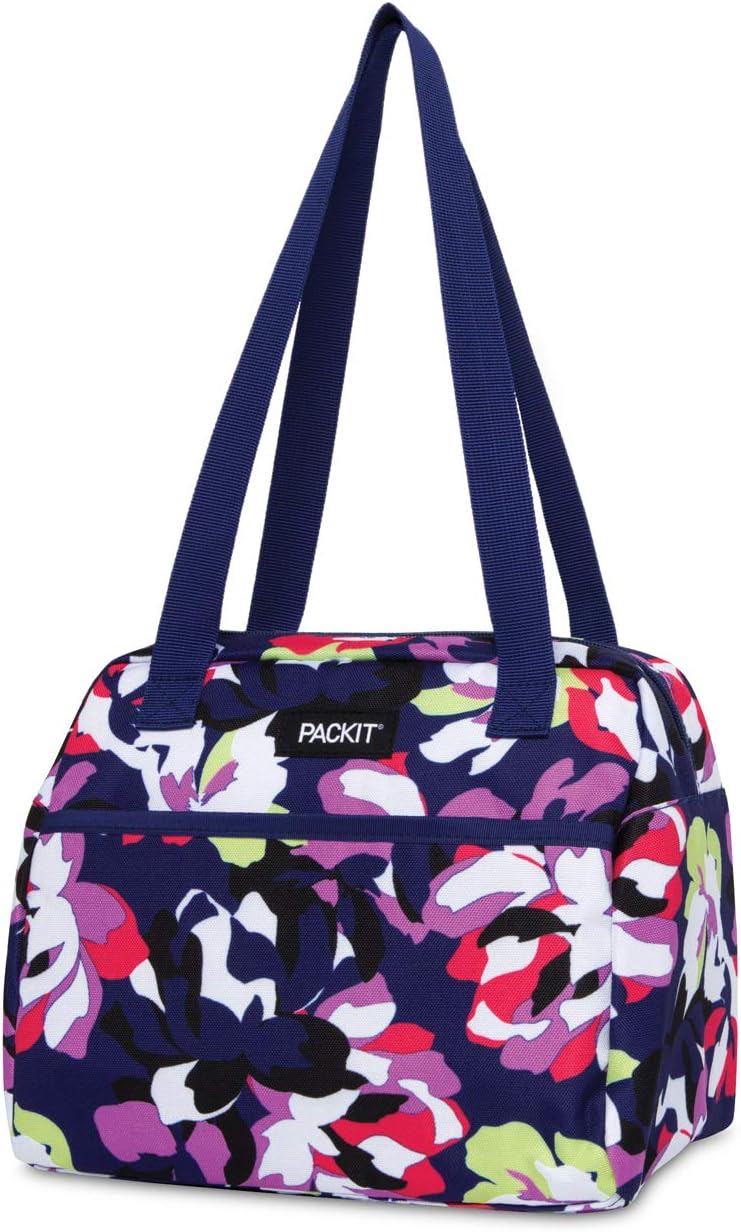 PackIt Freezable Hampton Lunch Bag with Shoulder Straps, Bright Floral