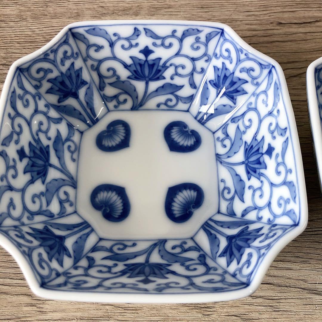 Amazon.co.jp: 有田焼 深川製磁 かぶと唐草 小鉢揃 小鉢 角鉢 和食器