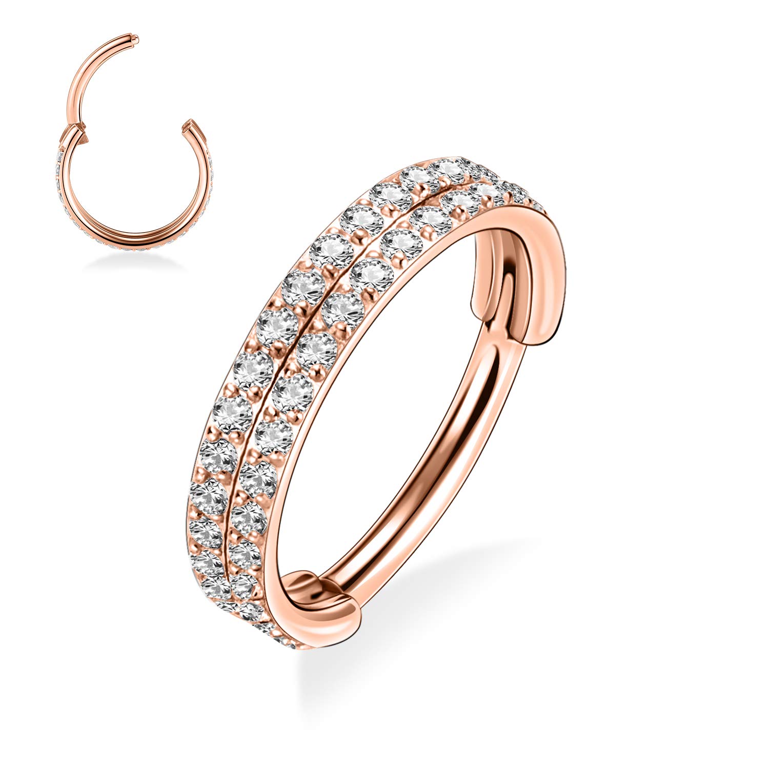 hengkaixuan Triple Double Nose Hoop Ring Sleeper Hoop Earring Helix Rook Conch Cartilage Daith Tragus Earrings Septum Ring Lobe Nose Piercing Jewellery for Women — view 7