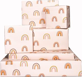 Central 23-6 Wrapping Paper Sheets - Pastel Rainbows - Birthday Gift Wrap for Women Girls Kids - Eco and Made in the UK
