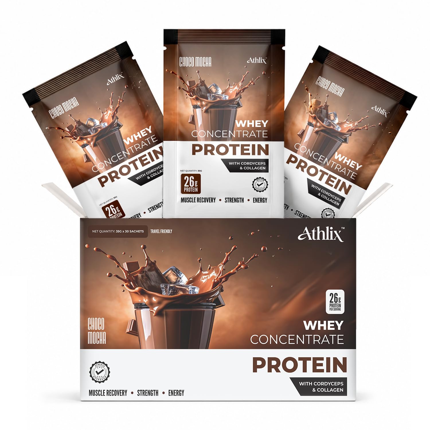 Whey Protein Concentrate 1kg | 26g Protein Powder with Cordyceps & Collagen | Choco Mocha Flavour | Muscle Recovery, Strength & Energy Support-image-31
