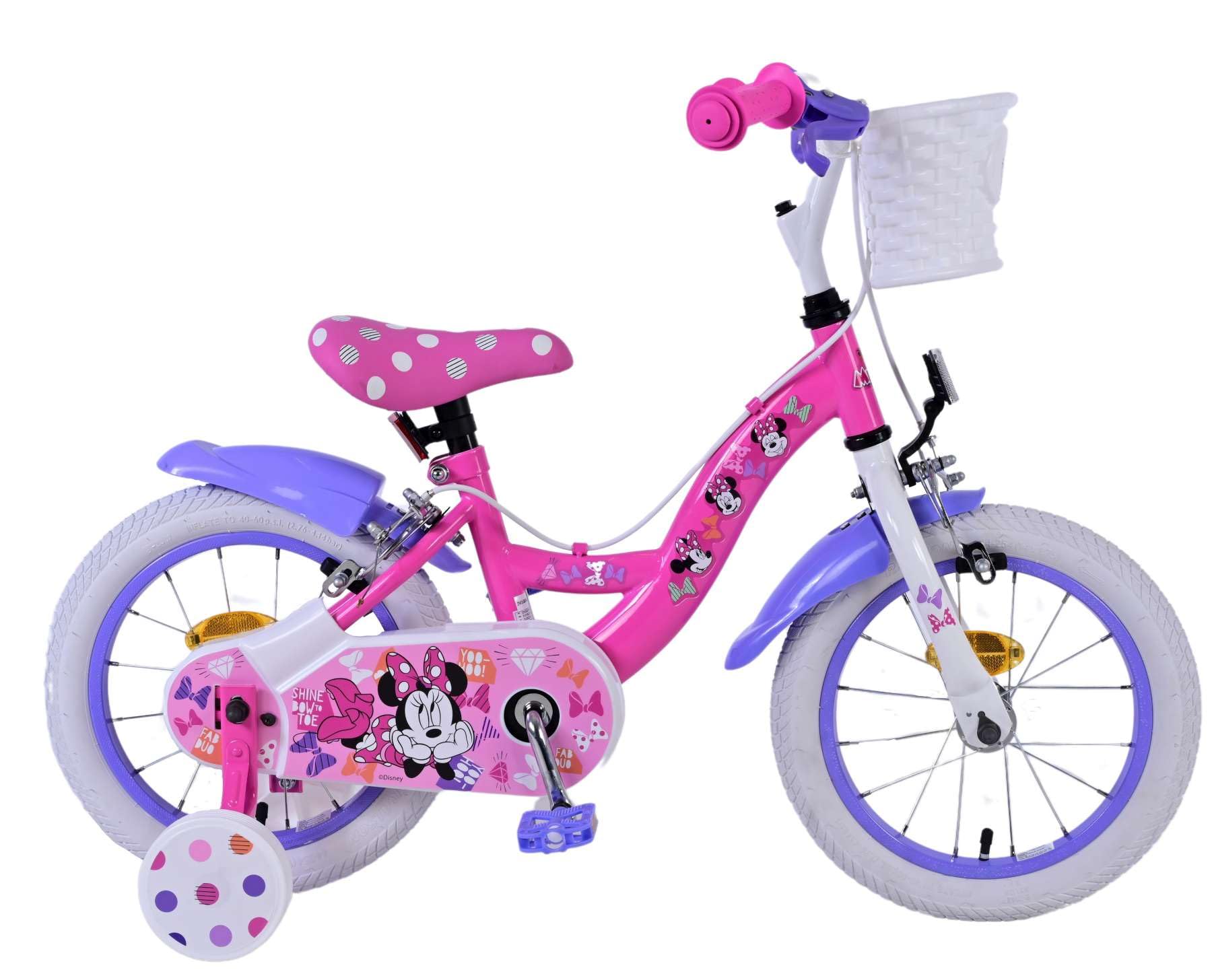 Disney Minnie Cutest Ever Vélo pour enfant 14" Rose – Sécurité et confort avec roues latérales amovibles et panier