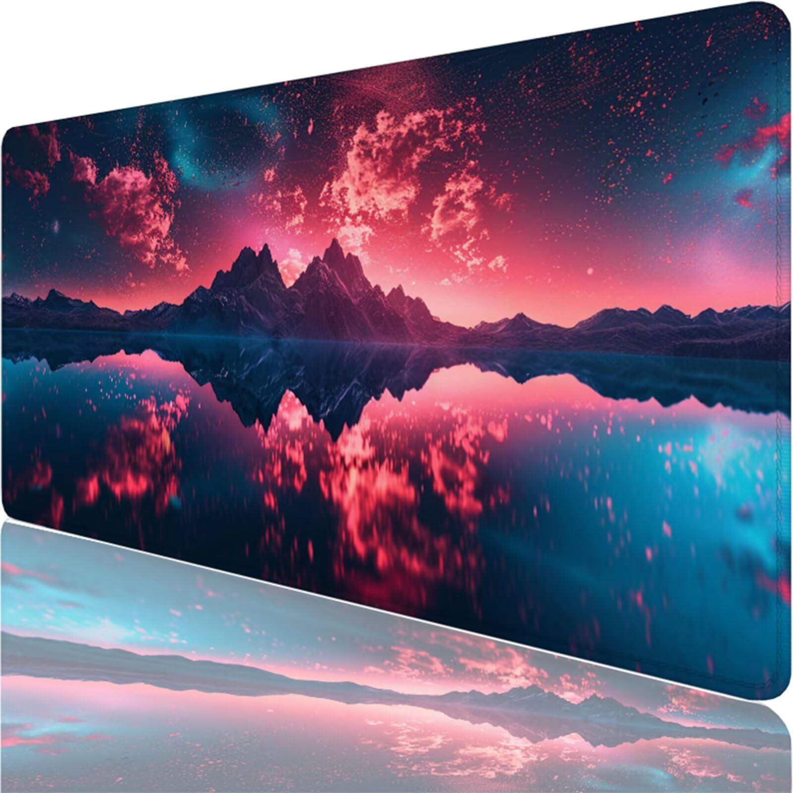 Tapis de Souris, 900 x 400 x 3 MM Tapis de Souris Rose, Grand Tapis Souris de Jeu avec Paysage, Imperméable, Texturée Résistant à Usure Lavable, pour Gamer, la Maison et Le Bureau XF-502