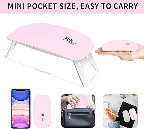 Miniatura 2 de Luz UV para uñas  Mini lámpara LED UV para uñas, secador de uñas portátil para esmalte de gel UV, pegamento de uñas, gel en forma de ratón, tamaño