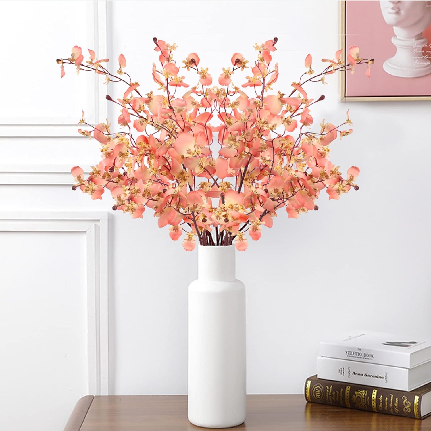 DHISUFU 4Pcs 80cm Artificial Dancing Orchid Fake Flowers Pink Cherry Blossom Artificial Flowers