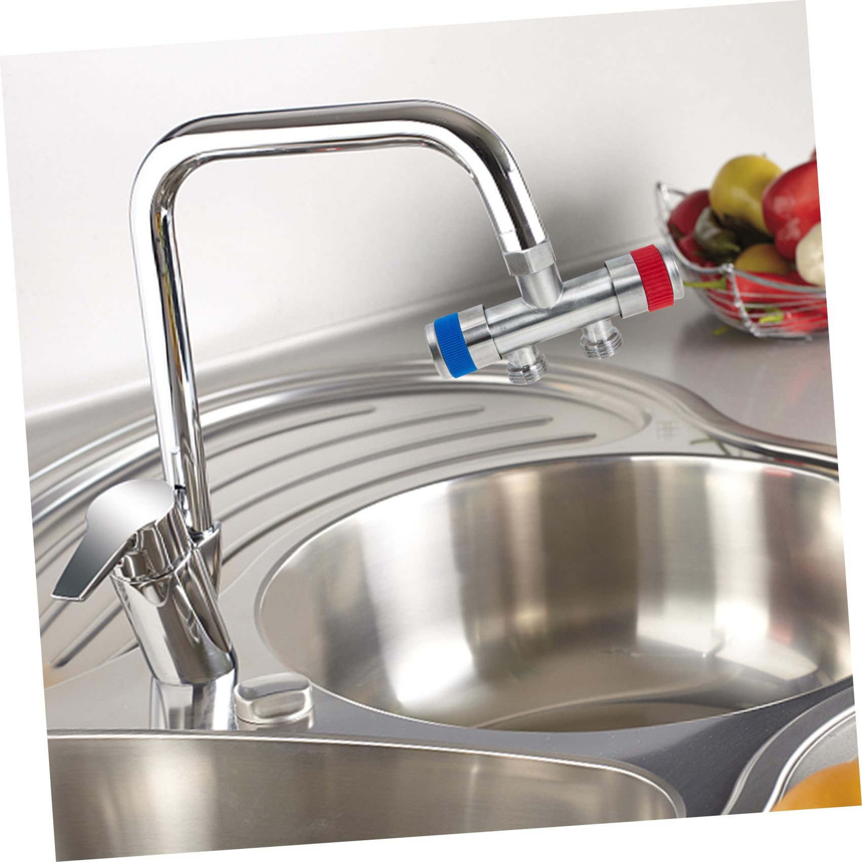 Adaptador de agua divisor de manguera para lavadora, acero inoxidable, resistente a la corrosión, diseño de alta presión, grifo fuerte y conexión de manguera