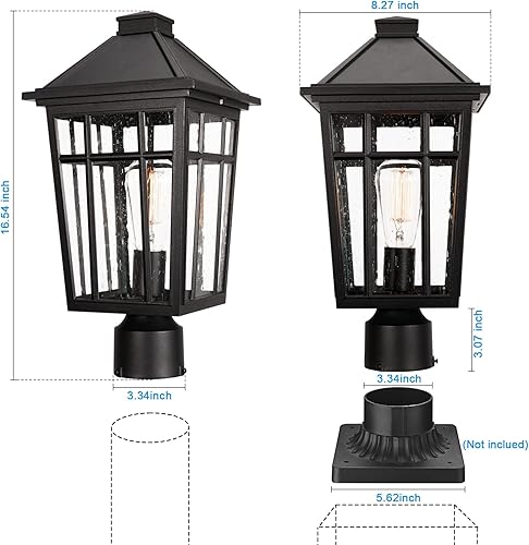 Miniatura 3 de Darkaway Luces de Poste Grandes para Exteriores, Accesorio de Luz de Poste de Lámpara, Lámpara de Poste de Aluminio Impermeable de 17 pulgadas