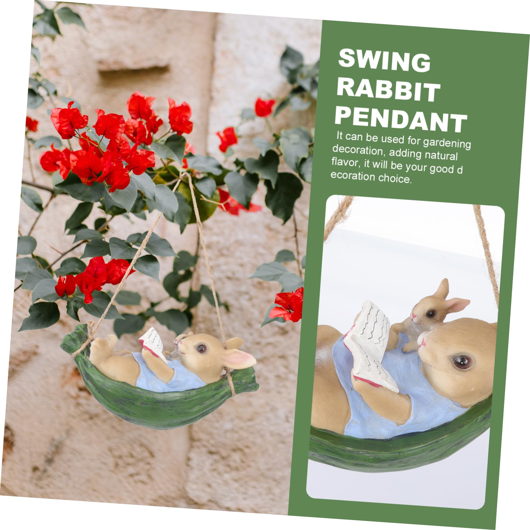 Toyvian Lot De 2 Décorations De Lapin en Forme De Balançoire en Résine pour Jardin Extérieur Mignon pour Arbre Maison Cour